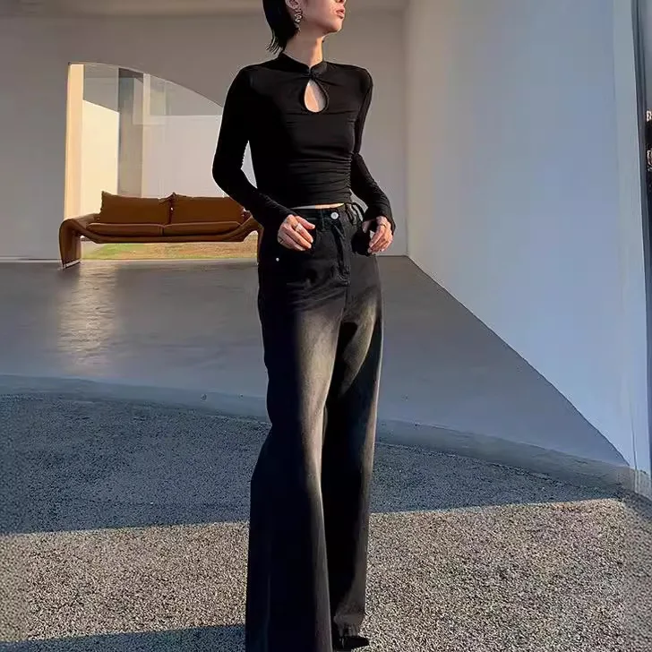 

7177 Autumn Zen New Chinese Style Collar Hollow Irregular Design Slim Fit Inner Cheongsam Top