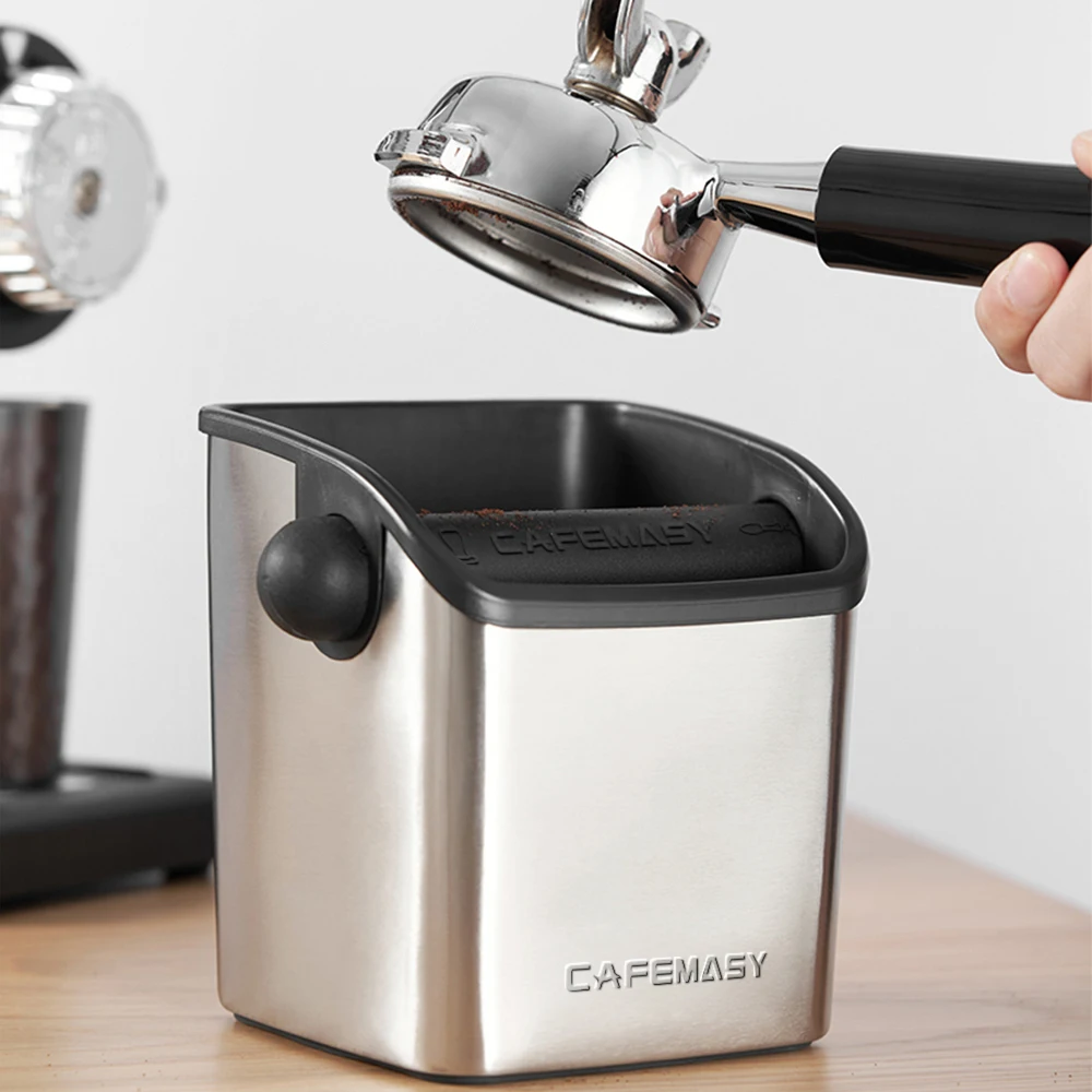 Knock Box for Espresso Coffee Grounds Stainless Steel Anti Slip Coffee Grind Dump Bin Barista Household Tools Cafe Accessories