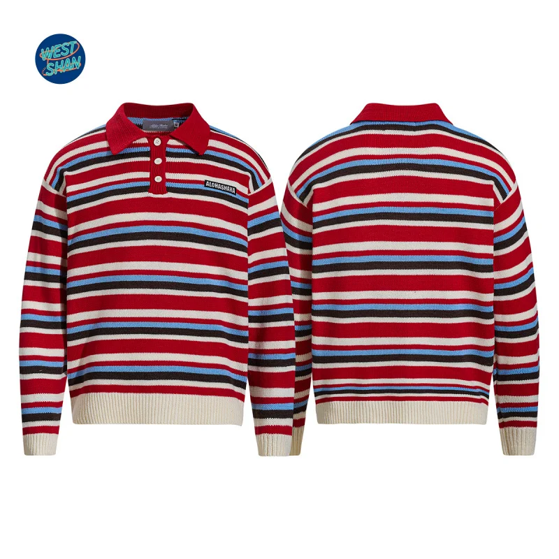 

WESTSHAN премиум-качества, размер ЕС, США, роскошная активная уличная одежда, полосатый пуловер с воротником-поло, свитер