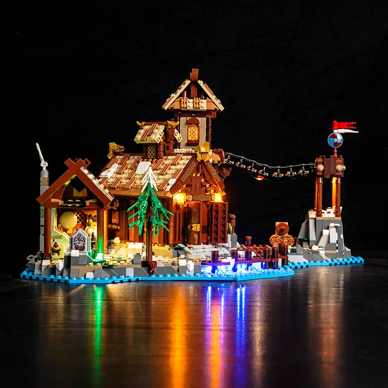 Lazishi LED Lamp 21343 Set Suitable for Viking Village Building Blocks (Lighting Accessories Only)