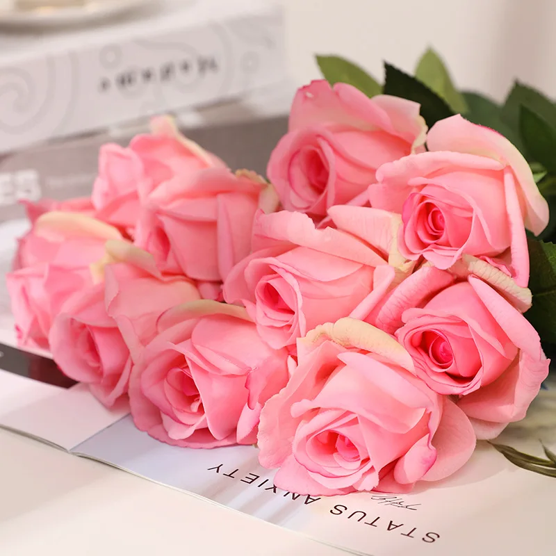 Artificial Roses Branch Latex Fake Flowers True Touch Moisturizing Simulation Red Rose Wedding Floral Balcony Garden Decoration