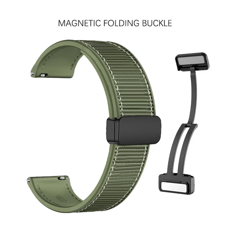 22mm Magnetic Silicone+Woven Strap for Huawei Watch GT5 GT4 46mm Band Watchband Nylon Sports Bracelet For Huawei GT 5 46 Correa