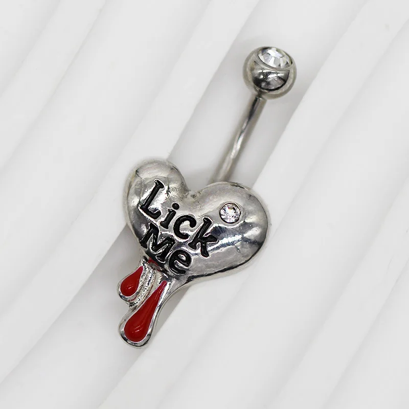 حلقات زر بطن فاسق قوطي للنساء والفتيات ، ثقب السرة ، مجوهرات الجسم ، هدايا الموضة ، قلب ، رسالة ، مثير