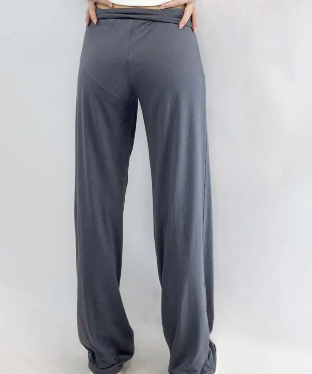 Casual Solid Color Wide Leg Loose Pants Over Elastic Sweatpants Naturally Breathable Comfy Baggy Long Trousers Drawstring