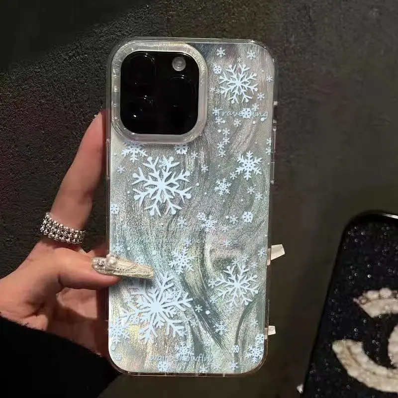 Elegant Winter White Snowflakes Matte IMD Phone Case for Xiaomi Redmi Note 14 13 12 11 Pro Plus 5G 10  13C 12 13 14C 4G Cover view 6