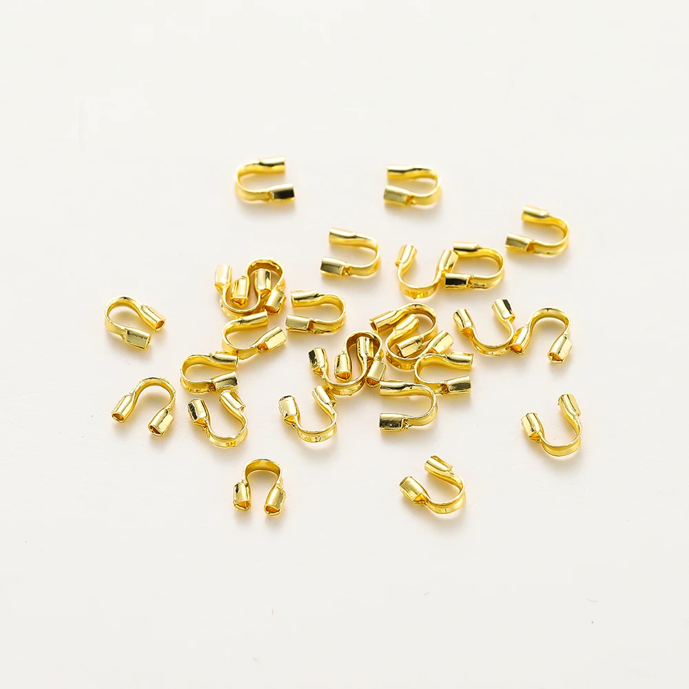 

100Pcs 14/18K Gold Color Plated U Shape Horseshoe Clasps, 4.5mm Copper Wire Guard End Buckles for DIY Bracelet Jewelry Making