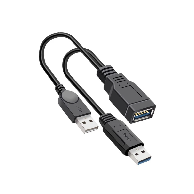 USB3.0 Y Type Extension Cable PVC Texture for Additional Power Delivery and 5Gbps Data Transfer to External Devices