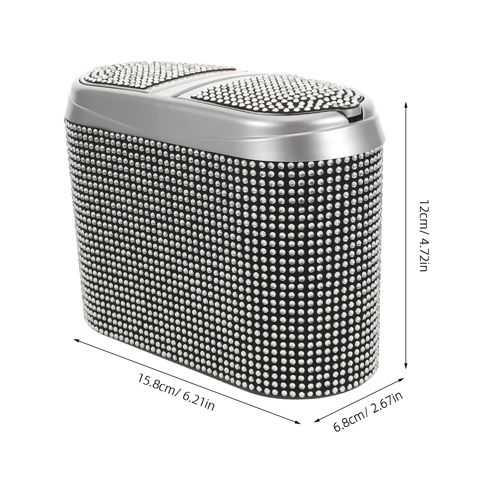 Car Trash Can Organizer Container For Car Seat Organizer Trash Bin Commute Dual-open Lid Rhinestone Crystal