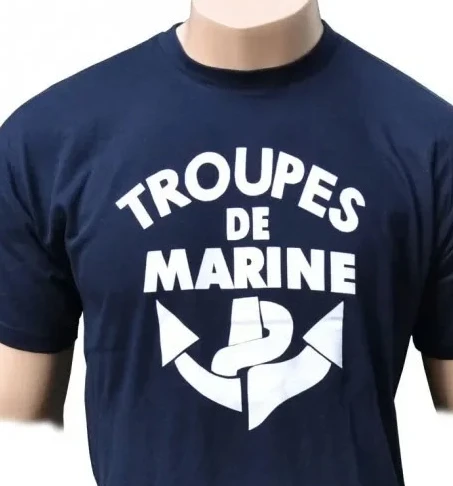 French Army Troupes De Marine Men T-Shirt Short Sleeve Casual Cotton O-Neck Shirts