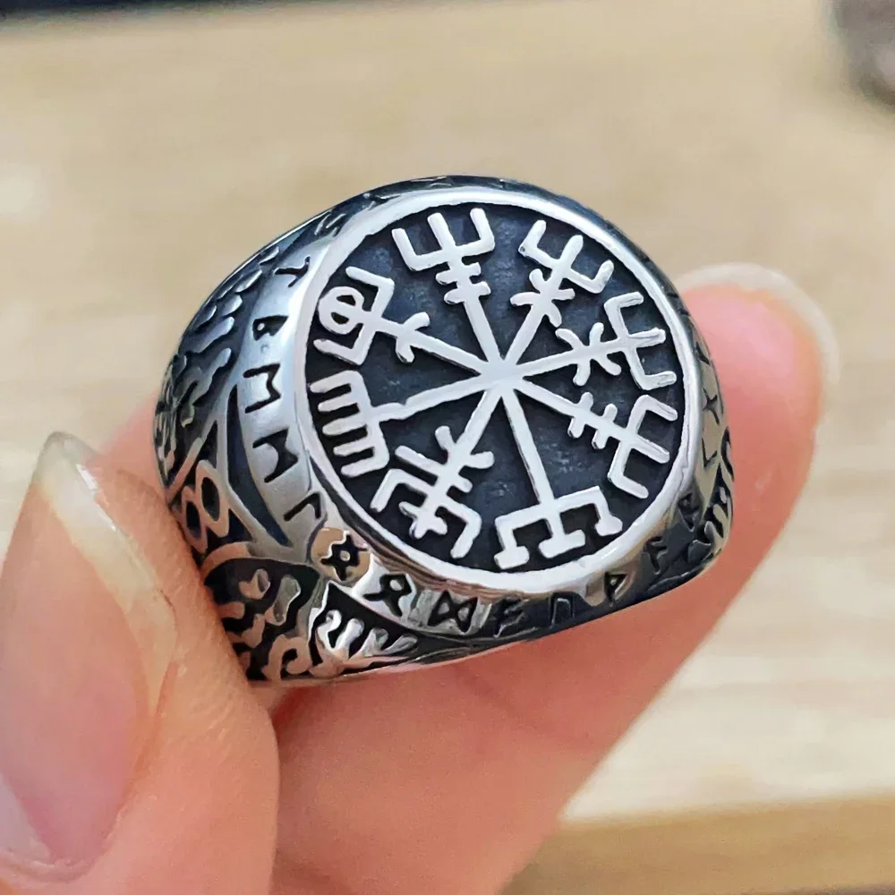 Multi-style Vintage Nordic Viking Ring Stainless Steel Norwegian Viking Valknut Ring for Men Amulet Jewelry Gift Wholesale view 6