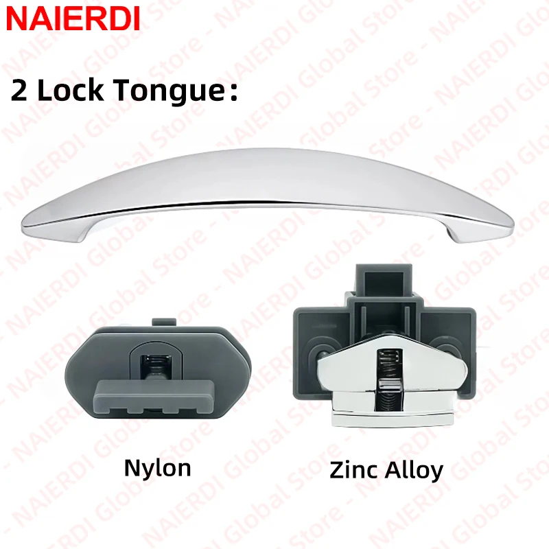 NAIERDI Zinc Alloy Camper Car Push Lock 128mm RV Caravan Boat Cabinet Locks Handle Home Drawer Latch Button Locks Motorhome
