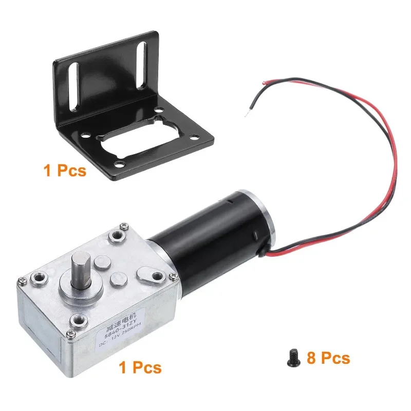 5840-31ZY Worm Gear DC Gear Motor 12v24v 7RPM-470RPM Adjustable Speed Reverse Self-Locking High Torque Double Shaft Gear Motor