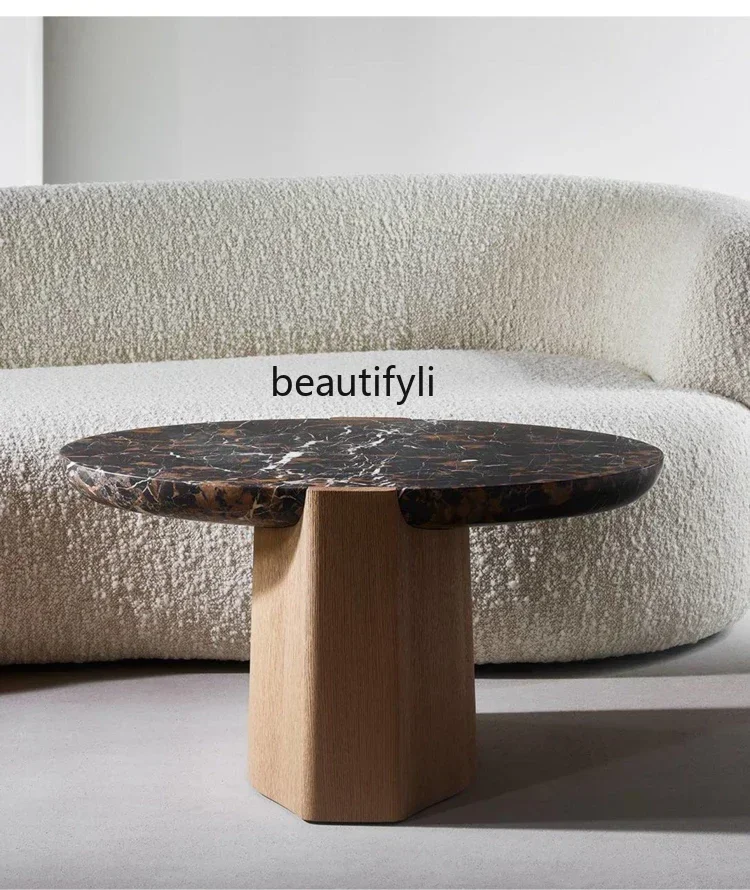 

11841Yilifeng Cave Stone Side Table Circle and Creative Household Side Table Combined Tea Tablecqy
