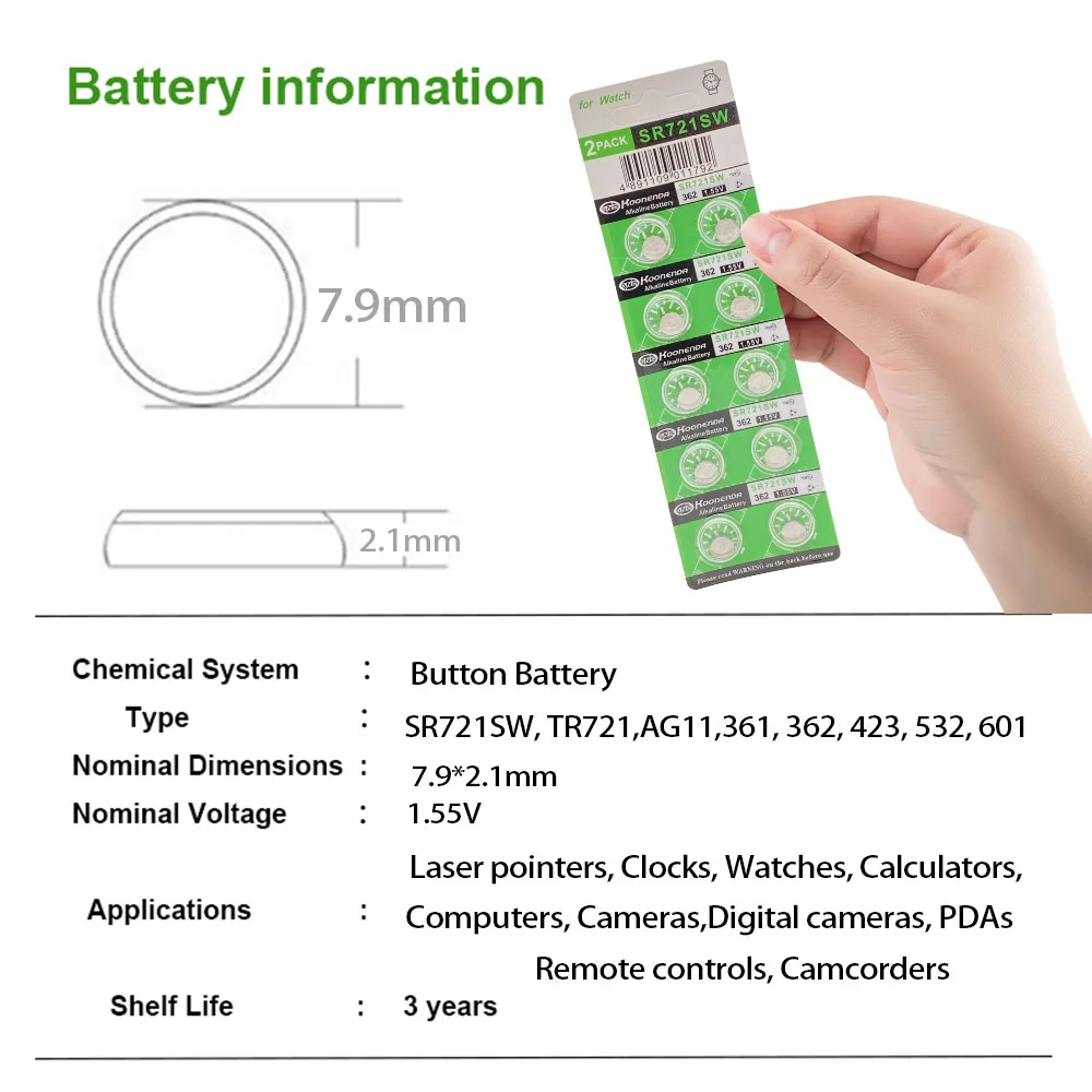 10-50PCS 1.55V AG11 SG11 LR58 SR58 162 361 362 LR721 SR721 Button Batteries SR720 L721F Cell Coin Watch Toys Remote Battery