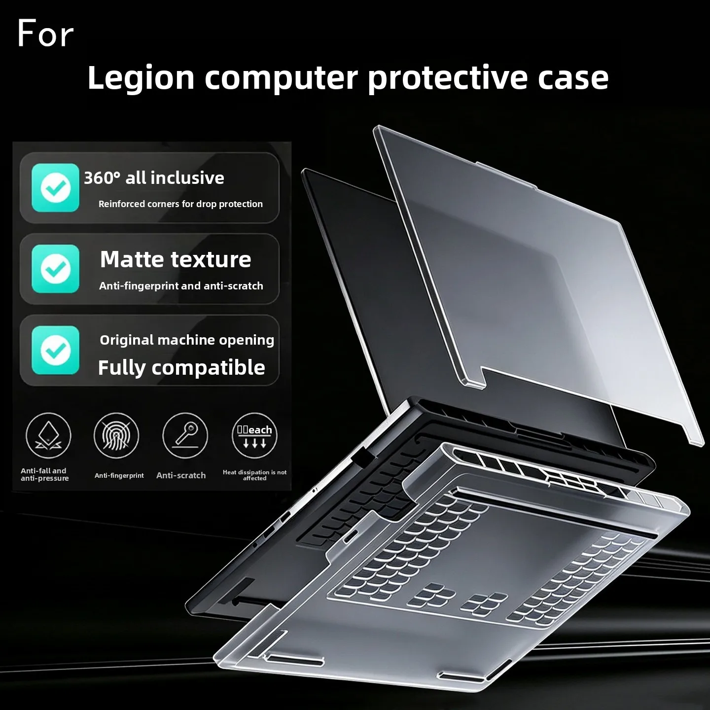 Suitable for Lenovo Legion 5 15IPH11 computer protective case Pro 7 Gen10 transparent frosted 16AFR10H/16IAX10H protective case
