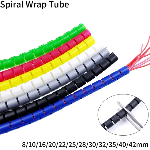 1/5/10 metros 8/12/16/22/28/32/42mm línea Flexible espiral Cable organizador tubo de almacenamiento Protector Cable de gestión tubo de PE