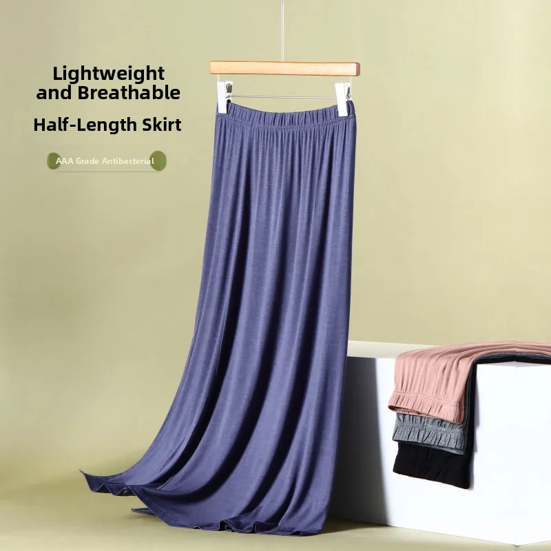 

Юбка из модала с высокой талией и боковым разрезом, женская летняя тонкая базовая юбка, цветная, стройнящая, длинная черная юбка в деловом стиле