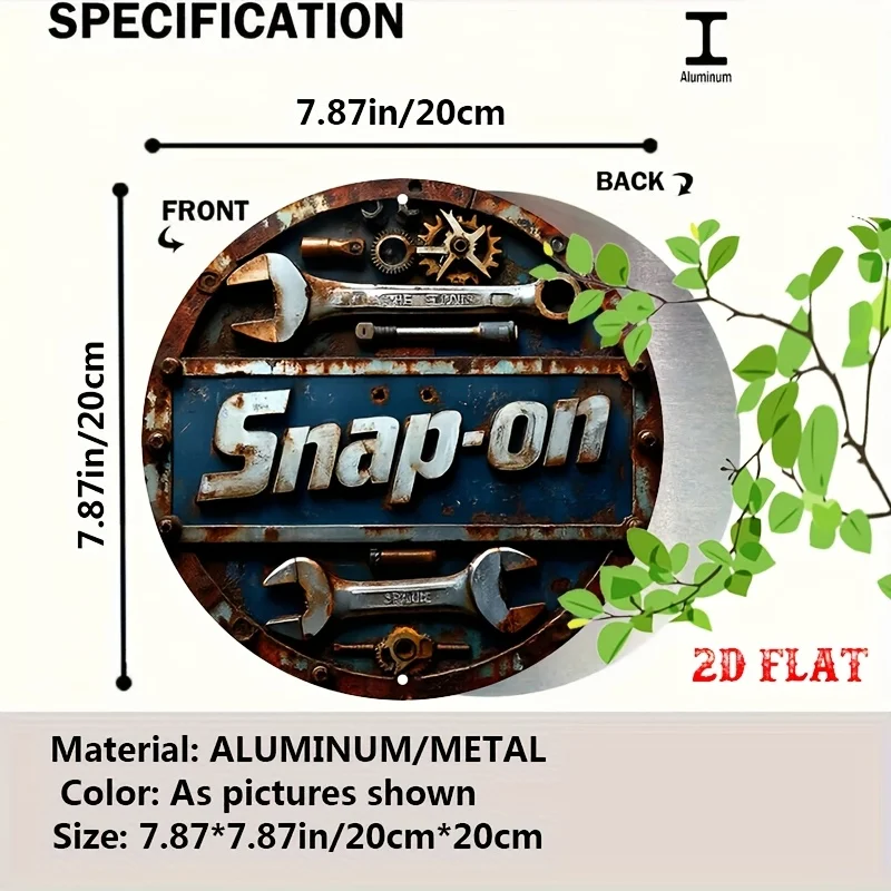 [Aluminum Metal Tin Sign] 2D Flat 1pc tools Aluminum Metal Tin Sign, wrench Round Aluminum Sign, rusted Round Aluminum Sign - sn