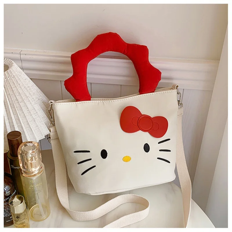 Miniso Sanrio Hello Kitty bolso de mano de lona, Cinnamoroll Kuromi, bolso de hombro para mujer, bolso de viaje para chica deportiva, monederos y bolsos