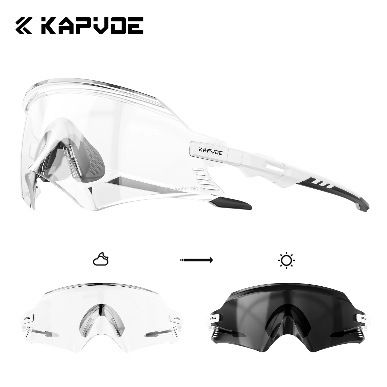 KAPVOE Outdoor Meekleurende Fietsen Zonnebril Mannen Road Rijden Fiets Bril Sport Wandelen Vrouwen Fiets UV400 Bril