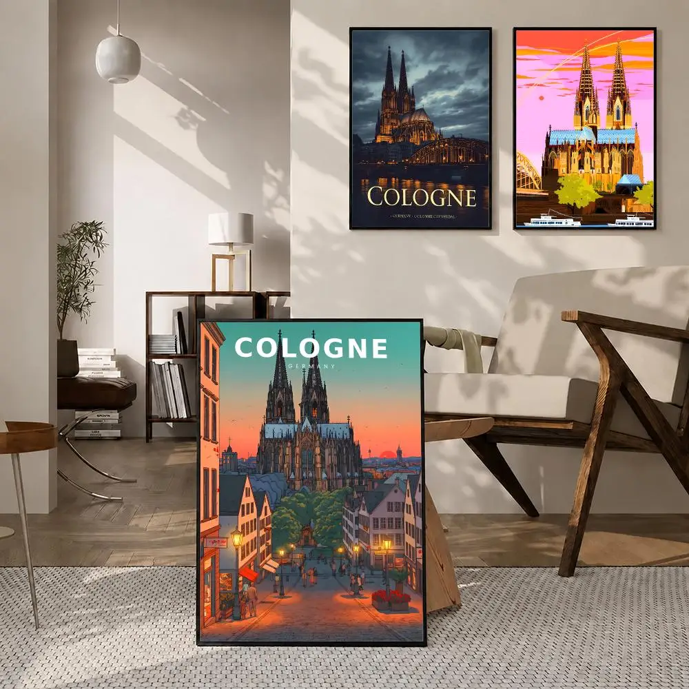 Landmark Cologne Cathedral Poster High-definition poster stickers, suitable for bedroom, living room, home decoration