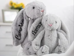 Personalized Embroidered Stuffed Animal Bunny Rabbit,Easter Bunny Plush Rabbit Toy, Bunny Doll Easter Gift,Flower Girl Gifts