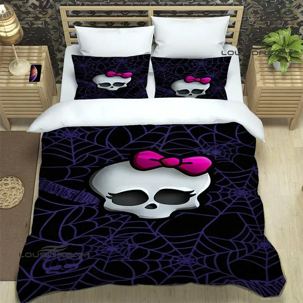 Monster High cartoon printed Bedding Sets exquisite supplies set duvet cover bed comforter set bedding set luxury birthday gift