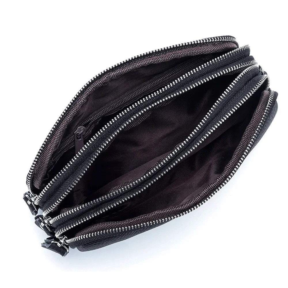 المرأة جلد طبيعي السوار مخلب المحفظة محفظة صغيرة متعددة جيب حقيبة الهاتف الخليوي ثلاثة طبقة سستة الحقيبة الهاتف المحمول