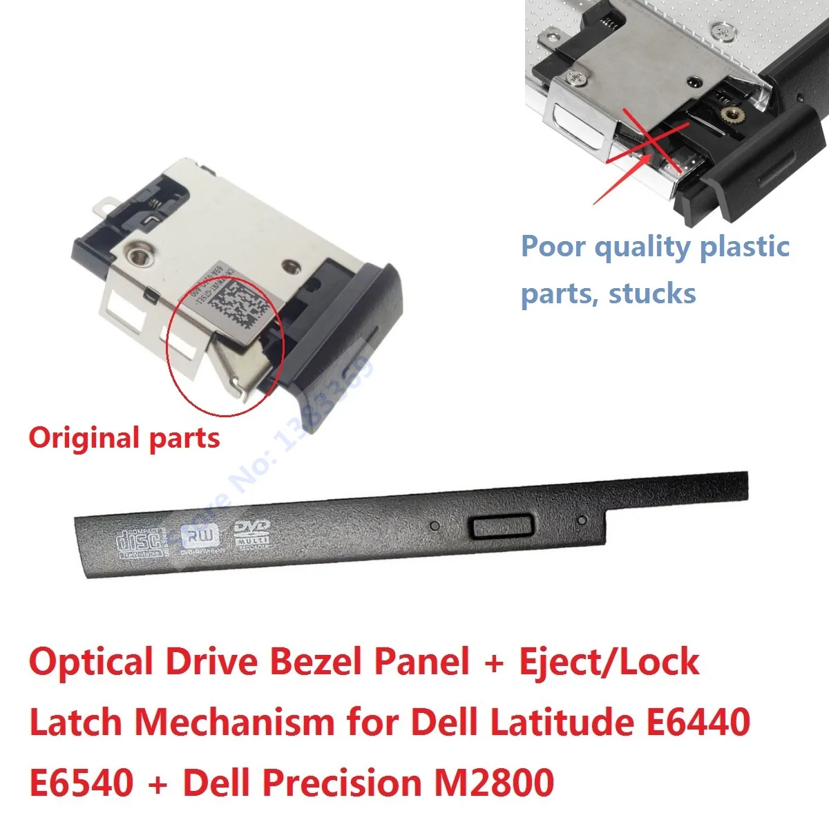 Optische Drive Caddy Bezel Faceplate Cover Voorpaneel Eject Lock Klink Voor Dell Latitude E6540 E6440 Dell Precision M2800