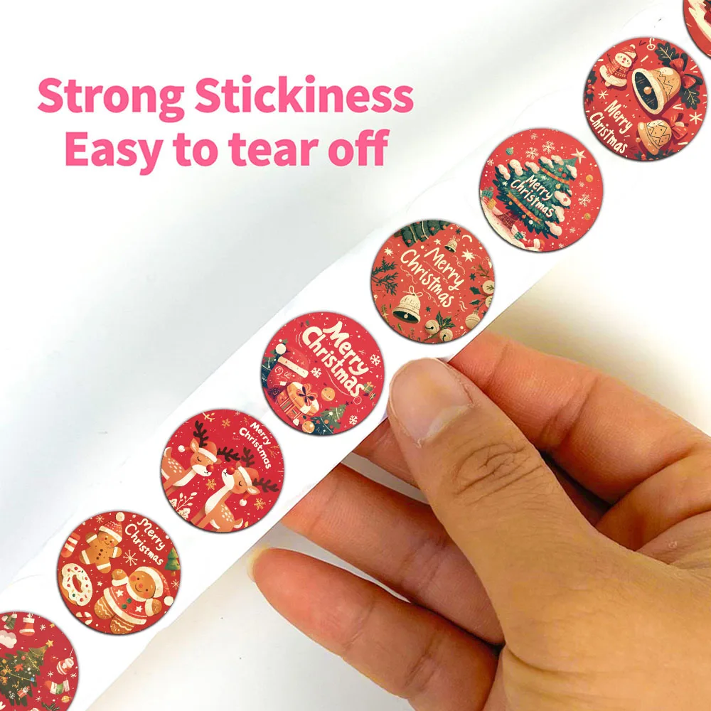 500PCS Creative Christmas Stickers Cartoon Account Material Showcase Snack Decoration Adhesive Labels Roll up Stickers