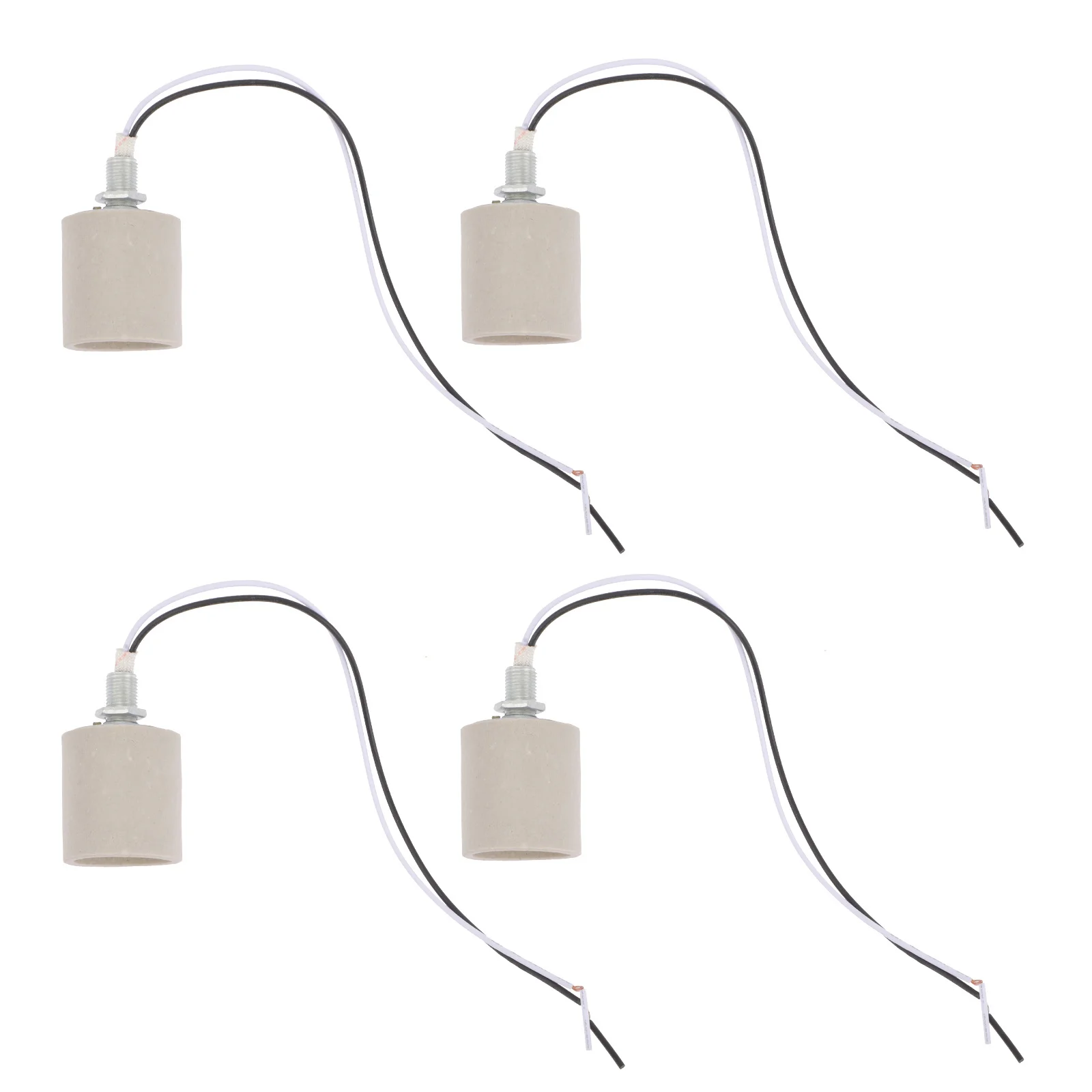 

4Pcs E27 Threaded Lamp Holder High Heat Resistant Light Bulb Base Round Bottom Compatible with E27 Screw Socket