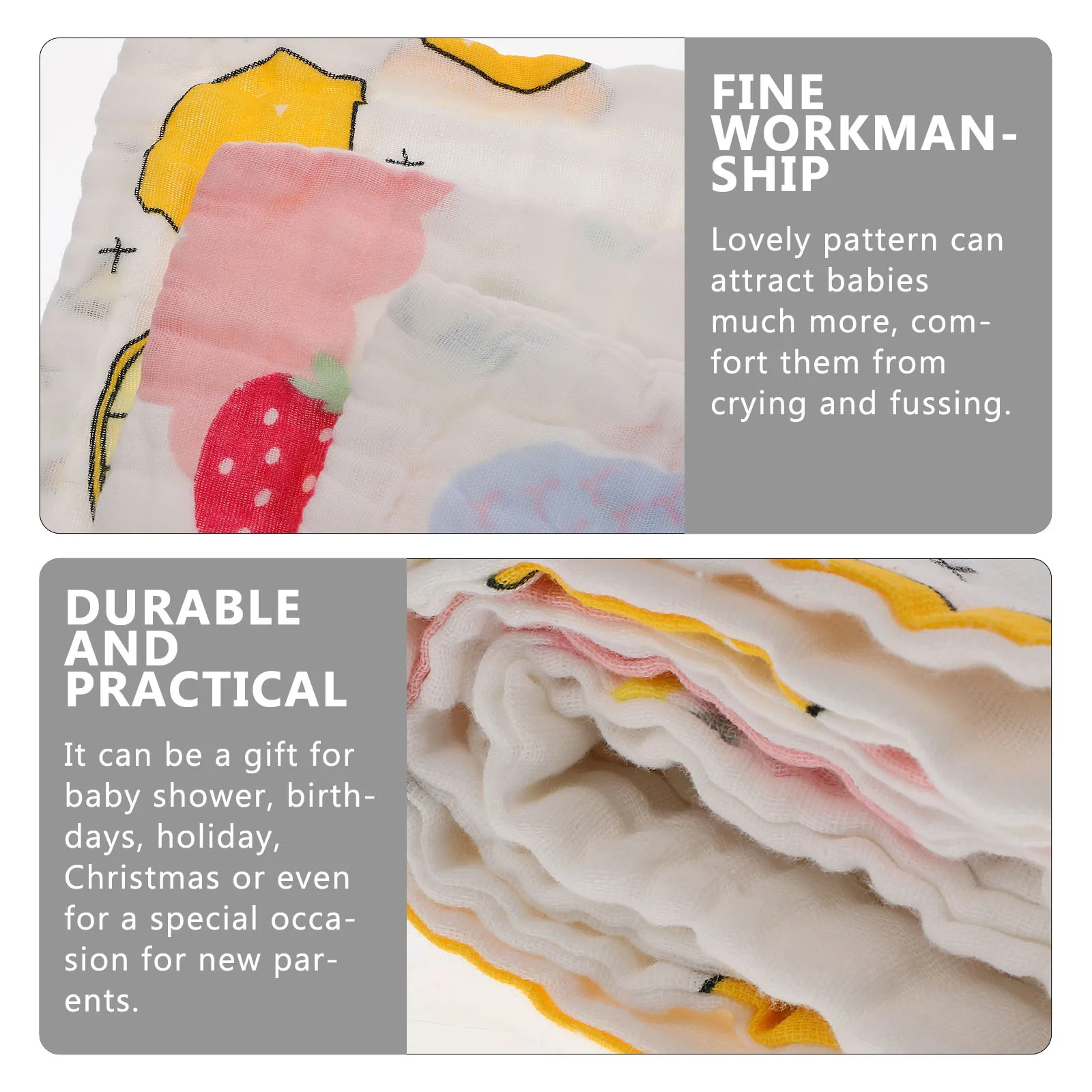 

3 Pcs Newborn Washcloths Towels Cotton Soft Sensitive Skin Burp Cloth Washcloth Kids Bathing Wiping Drool Infant