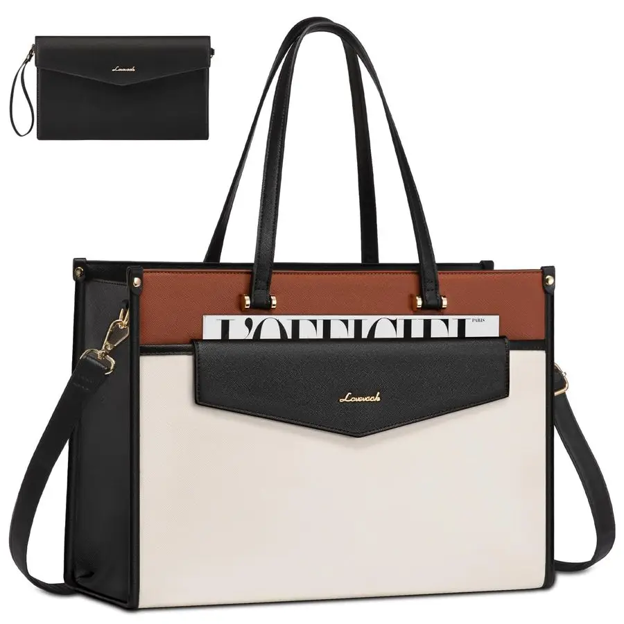 

Laptop Bag for Women, 17.3 Laptop Tote Purse 2in1 Professional Work Bag Business Briefcase with Clutch Purse, Waterproof Leather