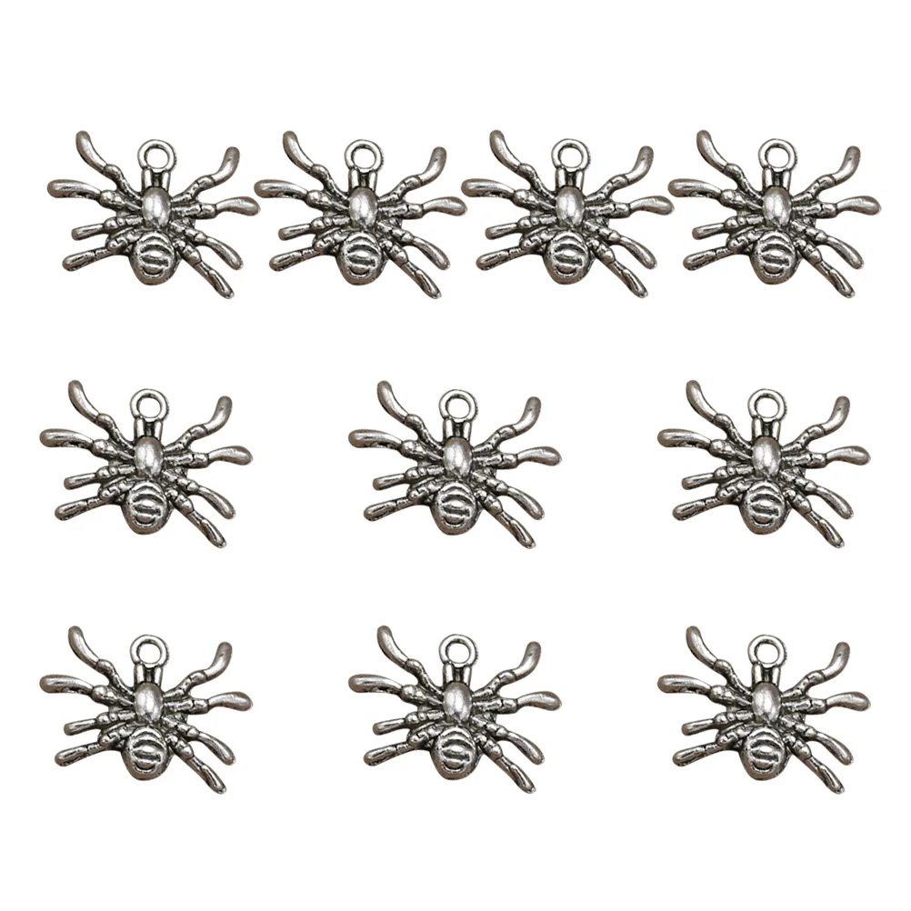 

10PCS Alloy Spider Pendants Durable Silver DIY Charms for Necklace Bracelet Earrings Jewelry Making Accessories Gift