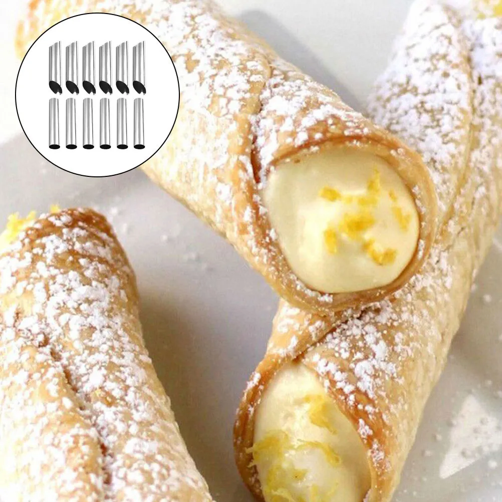 12Pcs Kitchen Gadgets Croissants Molds Stainless Steel Cone Roll Tubes Baking Supplies Cream Roll Mold Tubes Croissants Molds