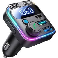 Bluetooth 5.4 Car Adapter FM Transmitter [Stronger Dual Mics & HiFi Deep Bass Sound] 81W PD & QC 3.0 USB C Car Charger Cigarette