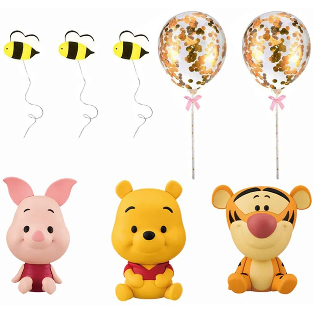 Winnie the Pooh Pig Tigger Cake Decoration Cute Cartoon Birthday Cake Topper for Birthday Party Supplies Boys Girls Party Gifts