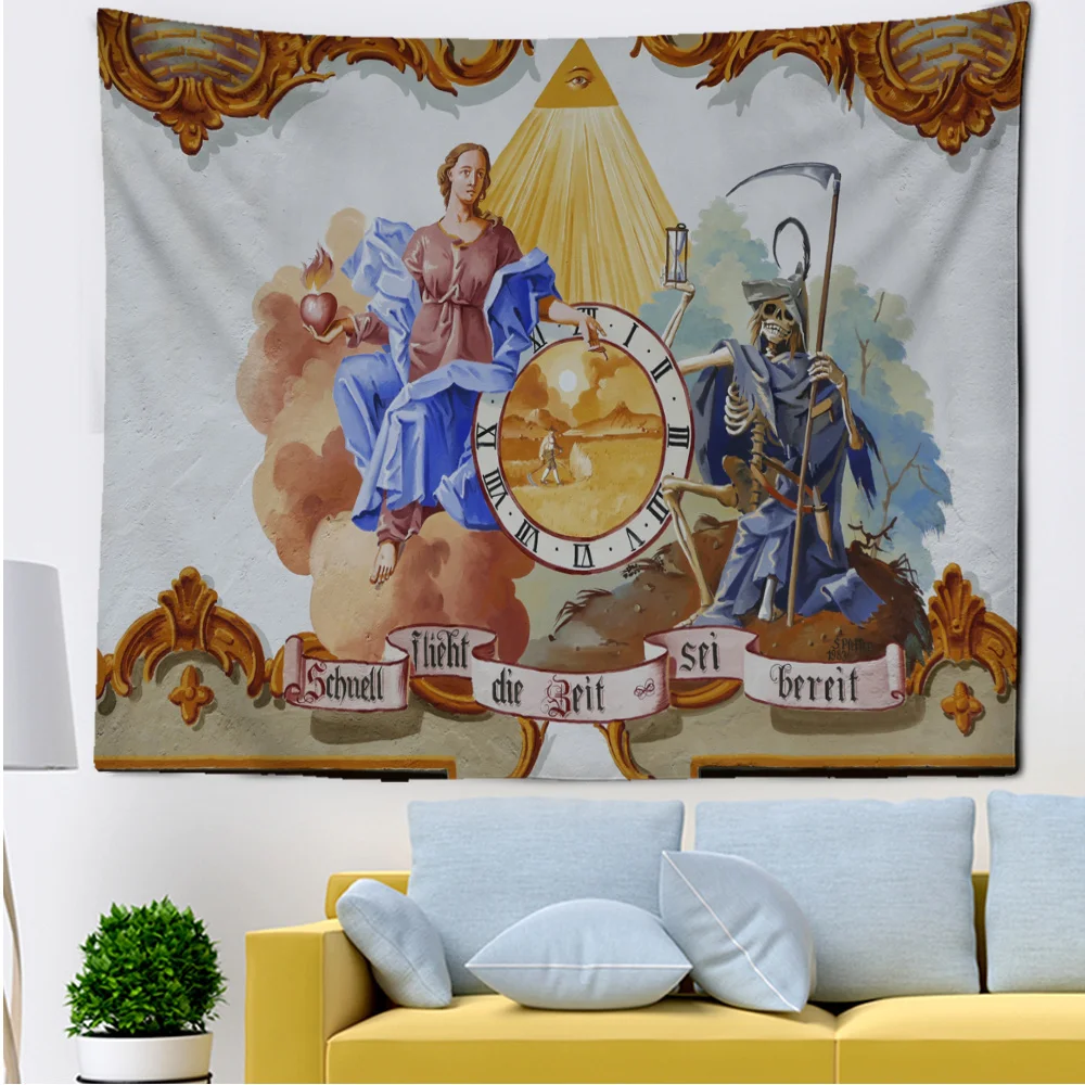 Virgin And Skull Body Tapestry Sickle Myth Living Room Bedroom Bathroom Wall Hangings Home Textile Decoration Decor Dormitory