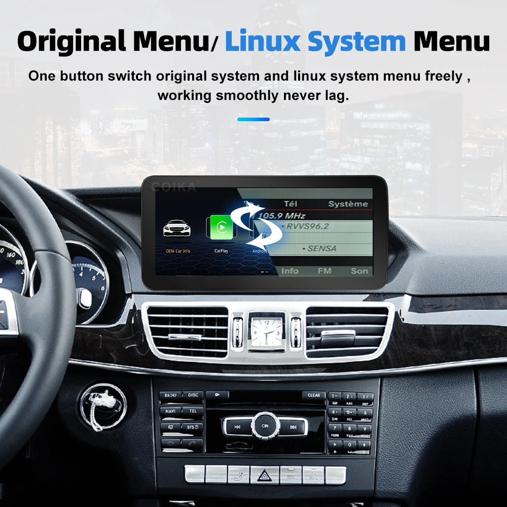 Drahtlose Carplay/Android Auto BT 10,25'' Touchscreen 1920*720P HD Multimedia Auto Radio Für Mercedes-Benz E Klasse W212 2009-2016 – Detail 9