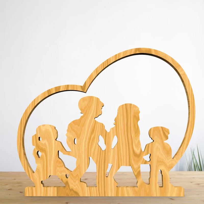 Custom Family Heart CNC File for Wood, Mother's Day/Father's Day