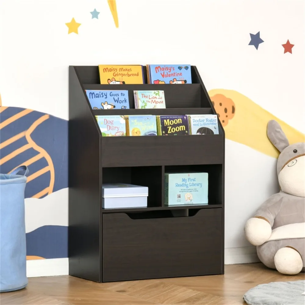 

Kids Shelf Book/Storage Cabinet-Brown, Bookcases