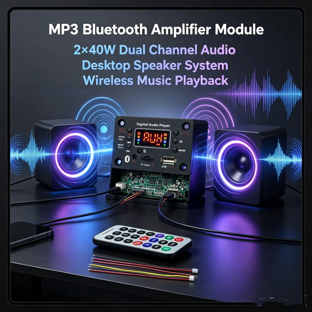 DC 7-25V Bluetooth 5.0 Mp3 Decoder Board Dual Channel 2*40w Amplifier Audio Player Record DIY Car Fm Radio Module