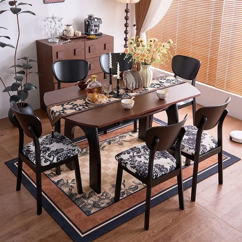 Fangyuan dual-purpose ash wood grain dining table Chinese-style household retractable folding platform dining table and chairs