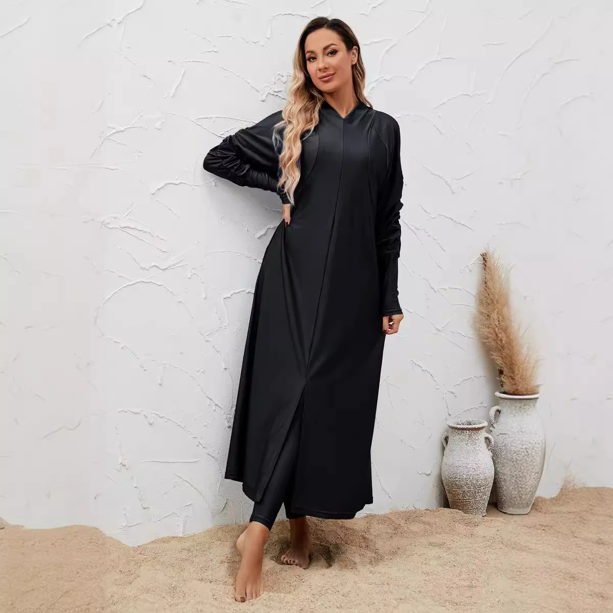 Full Cover Up Diving Surfing Modest Muslim Women Swimsuit Three Piece Set Sun Protection Long Dress Conservative Split Swimwear