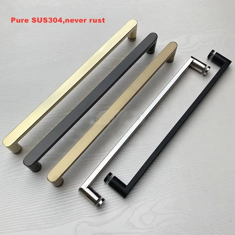 Brushed Finish 304 Stainless Steel Single Side Handle, Shower Sliding Glass Door