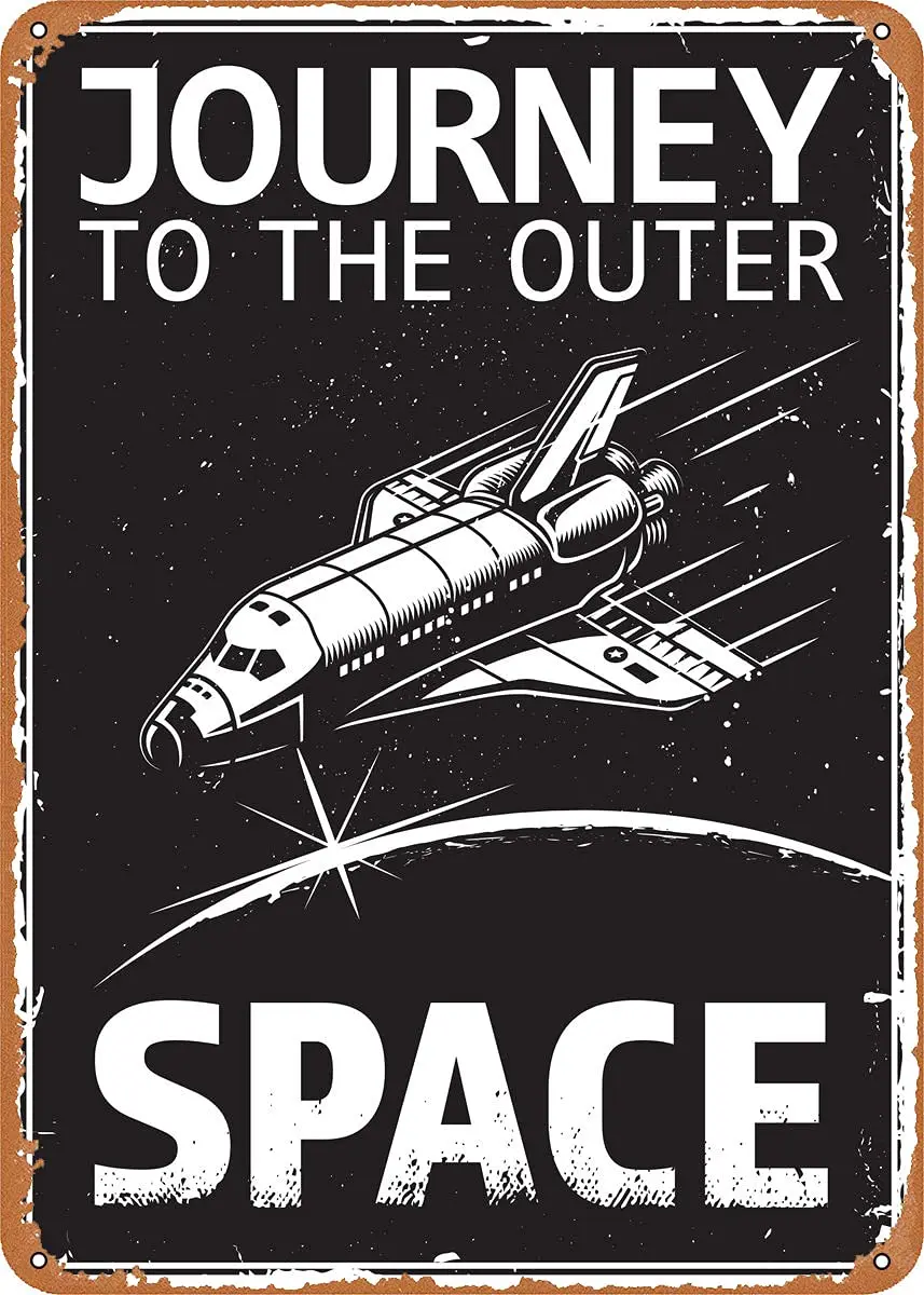 Journey to Space 2 Metal Tin Sign Retro Wall Decor Vintage Art Print Poste Great Gift for Space Fans 8 x 12 inch