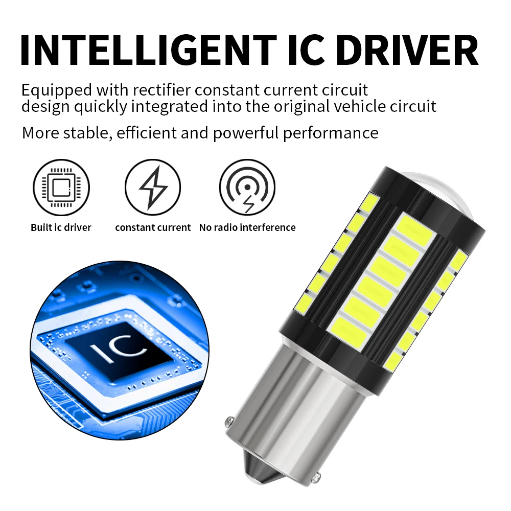 Lampu LED mobil 1156, 2 buah 1157 5630 33SMD P21W BAU15S P21/5W 7440 W21W 12V 24V truk putih DRL bohlam sinyal belok lampu mundur Diode