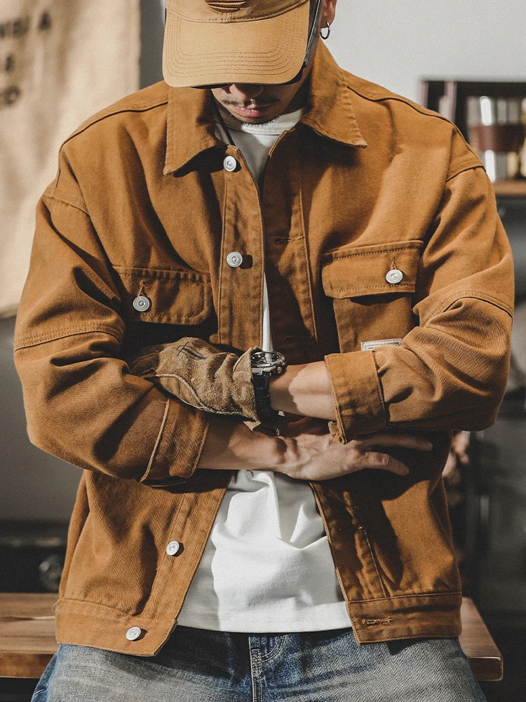 

American Sle Heavyweight Retro Denim Jaet Men's Spring Autumn New Trendy Casual Fce Lined Workwear Jaet for Men