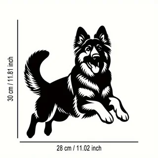 1 Piece Complicated German Shepherd Dog Metal Wall Art-Abstract Dog Design, Modern Craft Decoration, Suitable Home, Office, Livi
