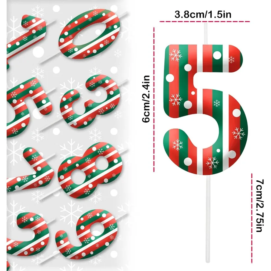 شموع عيد الميلاد بطابع عيد الميلاد للكعكة رقم 5 شمعة عيد ميلاد سعيد كعكة توبر للبنين والبنات حفلة عيد الميلاد #2